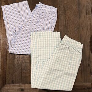 Joyspun Plaid and Stripe Cotton Pajama Pants 2 Pair Set Relaxed Fit Lounge XS
